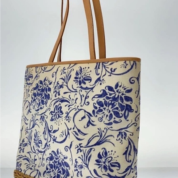 Lauren Ralph Lauren small wicker bottom floral  tote - Picture 12 of 16